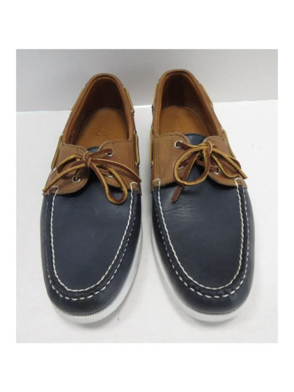 Rancourt & Co Boat Shoes 11 D Navy Leather Moccasin Lace Up USA Made